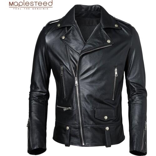 Classic Men Genuine Leather Jacket Thin 100% Real Cowhide Male Skin Coat Motorcycle Biker Clothing Spring Autumn Asian Size M611