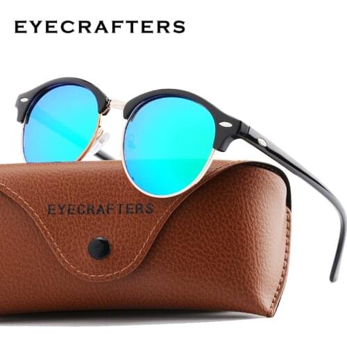 Classic Sun glasses Driving Semi Rimless Eyewear 2020 Polarized Round Sunglasses Mens Womens Brand Designer Club Round Glasses