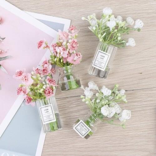1:12 Doll House Miniature Plastic Jasmine with Vase Dining Room Home Decor Simulation Potted Plants
