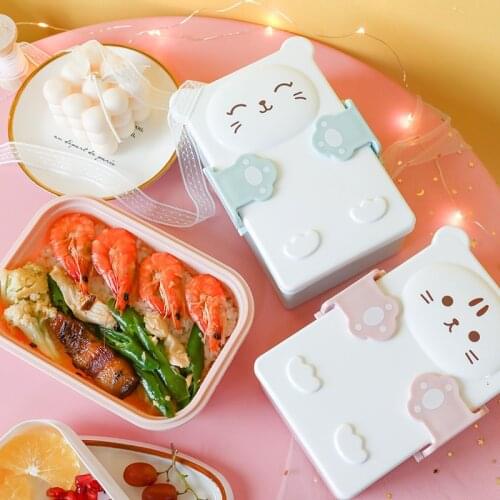 Cartoon Lovely Bento Boxes Creative Plastic Lunch Box Food Storage Container Microwave Oven for Children School Sealed Lunchbox