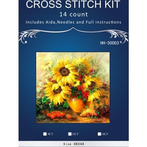 Needlework Crafts Full Embroidery French DMC Quality Counted Cross Stitch Kit Oil painting Flower Vase sunflowers