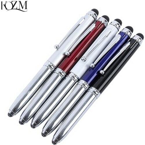 Hot Sale Novelty 3 In 1 Touch Screen Stylus Ballpoint Pen With LED Flash Light For iPad Iphone School Writing Pens