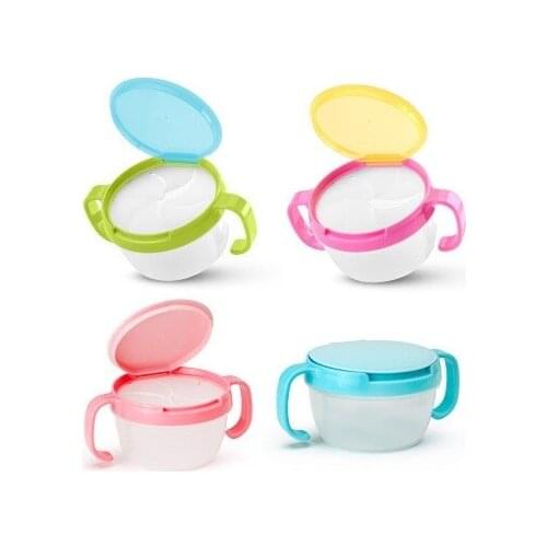Baby Kids Plastic Snack Catcher Double Handle Snack Cup Jar Bowl Spill-Proof Biscuits Container Box Snacks Storage Dispenser Box