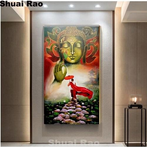 Full square Buddhism Buddha 5d diy diamond painting drill people statue mosaic round Diamond Embroidery icon china religion art