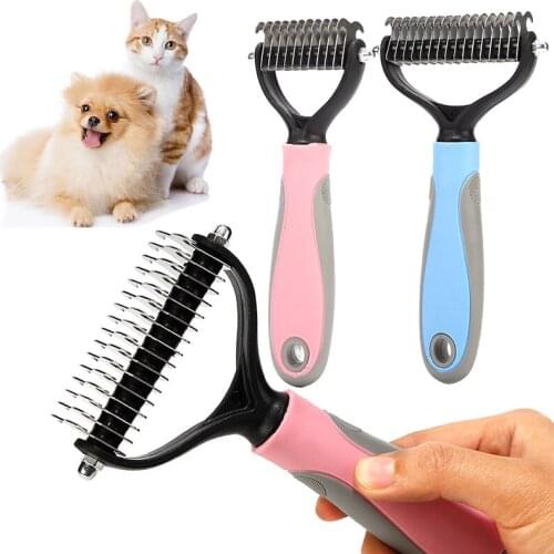 Hair Removal Comb for Dogs Cat Detangler Fur Trimming Dematting Deshedding Brush Grooming Tool For matted Long Hair Curly Pet