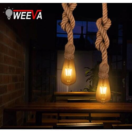 Retro Vintage Rope Pendant Light Lamp Loft Edison Bulb E27 18mm 25mm Personality Industrial American Style Restaurant Coffee Bar