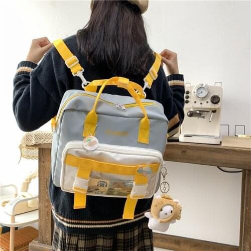 JK Kawaii Backpack Women Japanese School Bags For Teenage Girls Patchwork Color Tote Shoulder Bag Crossbody Bags Mochila Bolsa