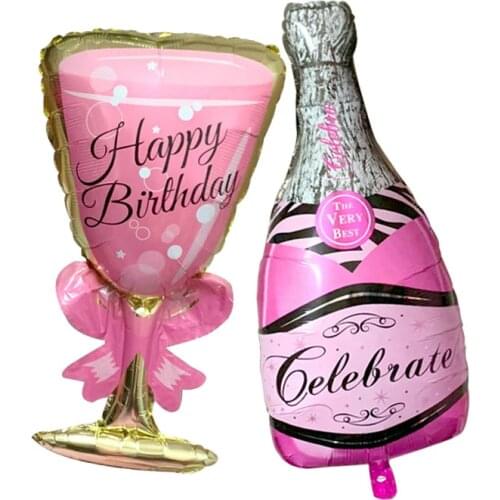 Happy Birthday Balloon Champagne cup Balloon Whisky Bottle Balloon Birthday Party Decoration Adult Kids Baby Air balloons