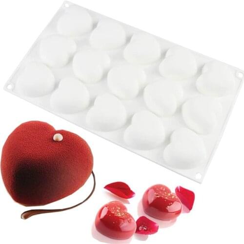 Silicone Romantics 15 heart-shaped Mini Cake Mold For Chocolate Desserts Pudding Baking Cakes Decorating Tool Molds Pan