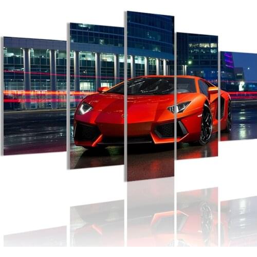 Modern Racing Car 5 Panels HD Canvas Painting Posters Wall Art Print Picture Living Room Interior Home Decoration Frame