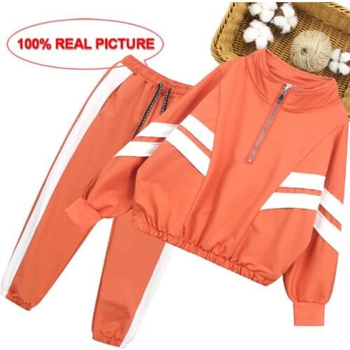 2021Girls and Boys Sport Clothes Striped Clothing For Girls Coat + Pants 2PCS Clothes Girl Teenage Childrens Clothing