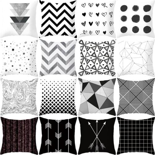 Home Products Pillow Cover Customized European Geometric Abstract Car Sofa Cushion Cover Peach Skin Cushion Cover