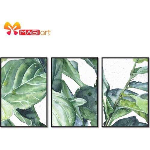 Cross stitch kits Embroidery needlework sets 11CT water soluble canvas patterns 14CT Floral style Banana leaf-NCMF215