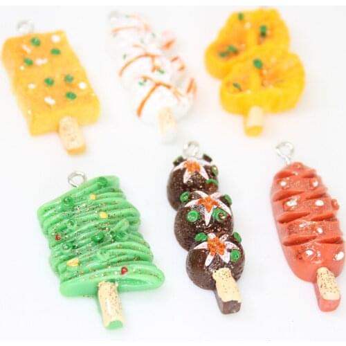 Yamily 10pcs/Resin Simulation Food Charm Barbecue Hot Dog Pendant DIY Jewelry For Keychain Earrings Bracelet Necklace Making