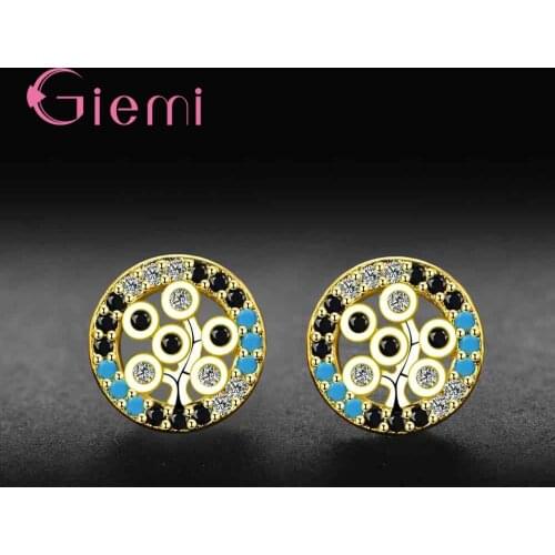 High Quality Hollow Tree Design 925 Sterling Silver Stud Earring With Full AAA Cubic Zirconia For Women Party Jewelry