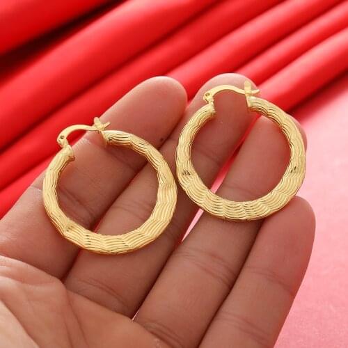 Dubai Gold Color Earrings 24K For Women Wedding Jewelry Womens Earrings For Girls Bridal Wife Gifts African Dubai French