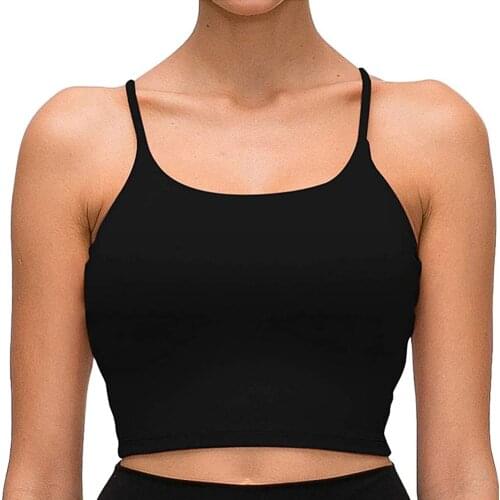 Women’s Sports Bra Camis Fitness Running Seamless Underwear without Steel Ring Solid Color Female Strappy Crop Tops Padded Bra