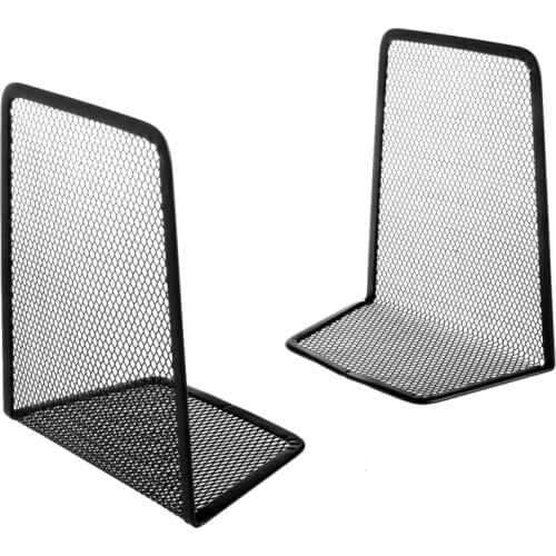 1 Pair Metal Mesh Desk Organizer Desktop Office Home Bookends Book Holder Black
