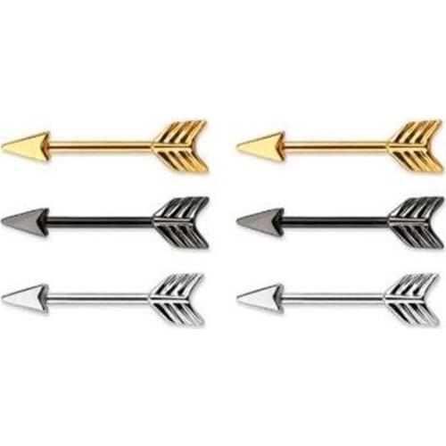 2PCS Arrow Nipple Ring Stainless Steel Shield Body Piercing Straight Spike Barbell Body Jewelry Gifts For Women 3 Colors