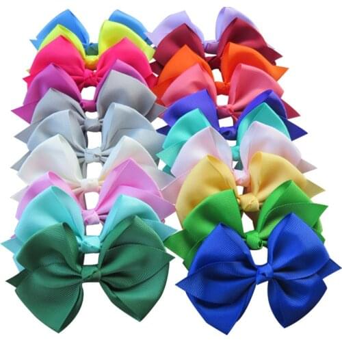 1PCS Lovely Solid Elastic Hair Bands Girls Ribbon Clips Bows Girl Hair 40 Colors Knot Hairpin Handmade Fashion Hair Accessories