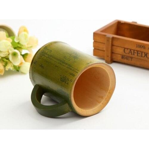 100pcs Handmade Natural Bamboo Tea Cup Japanese Style Beer Milk Cups With Handle Green Eco-friendly Travel Crafts