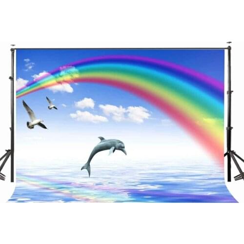 150x210cm Colorful Rainbow Backdrop Sunny Day Beutiful Seaview Photography Background Photo Shooting Props