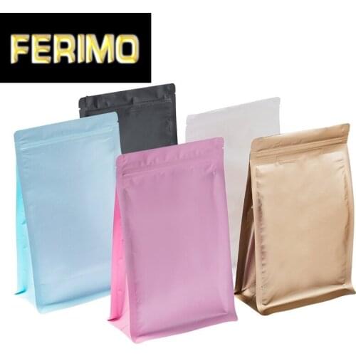 50pc Color Aluminum Foil Sealing Coffee Bag Dog Food Self-supporting Ziplock Bags Nuts Rice Tea Packaging Bag Pouch Big Capacity