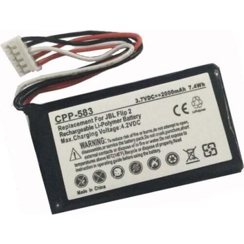 AEC653055-2P Battery AEC6530552P for JBL Flip 2 Bluetooth Loudspeaker Speaker 3.7V 2000mAh Lithium Polymer Rechargeable Bateria