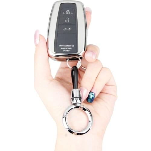 Car Key Fob Cover Case for 2018-2021 Toyota Camry RAV4 Avalon C-HR Prius Corolla Highlander GT86 with Keychain