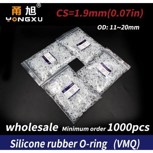 1000PCS/lot White Silicon O-ring Silicone/VMQ 1.9mm Thickness OD11/12/13/14/15/16/17/18/19/20mm O Ring Gasket Washer Seal Rubber