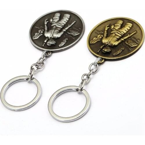 GWTS PUBG Playerunknowns Battlegrounds Letter Keychain Round Metal Pendant Key Ring Holder Car Figure Chaveiro Men Jewelry