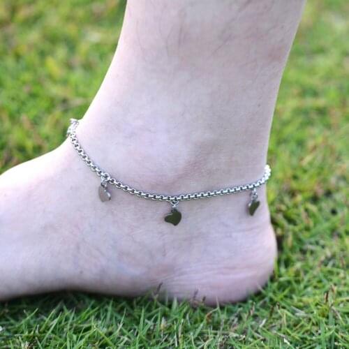 DIY 316L Stainless Steel Heart Shape Chain with Small Charms Stainless Steel Bracelet Ankle Jewelry A019