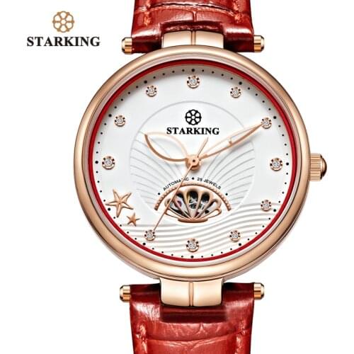STARKING Luxury Jewelry Women Watches Sapphire Glass Waterproof 5ATM Automatic Mechanical Wristwatches Leather relogio feminino