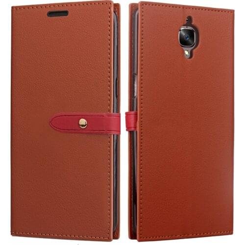 For Oneplus 3T Premium Folio Flip Phone Case Slim Wallet Leather With Card Slot Cover Case For OnePlus 3T Cell Phone /Brown