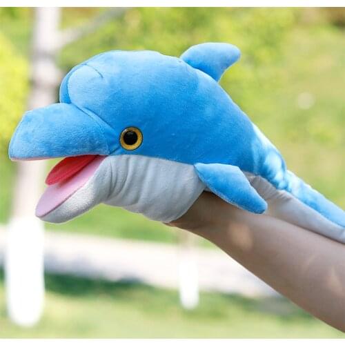 Dolphin Plush Hand Puppet For Children Kindergarten Parent-child Interactive Game Props Baby Kid Early Education Toys Gifts