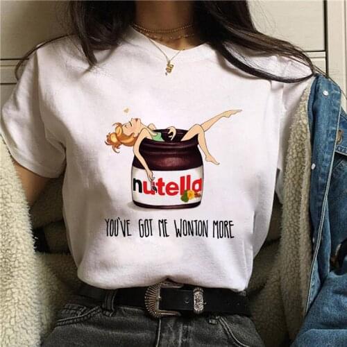 Nutella Cartoon Tshirt O-neck short sleeve Tshirt Funny Tshirt Printed Womens T-shirt Ulzzang Harajuku Tshirt Summer