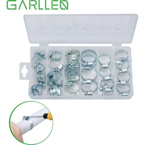 GARLLEN 34pcs 6 Sizes Stainless Steel Adjustable Fuel Line Petrol Pipe Hose Clips Spring Clamp for Hundreds of Hose Applications