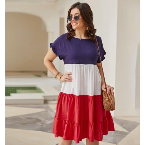 Summer WomenS Dress 2021arrivals Plus Size Dresses Women Patchwork Loose A-Line Casual Dress Robe Femme Vestidos женские платья