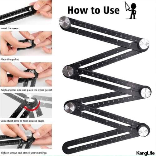 Ceramic Tile Hole Locator Paving Floor Tiles 12 Fold Ruler Universal Perforation Artifact Aluminum Alloy Four Fold Ruler Tools