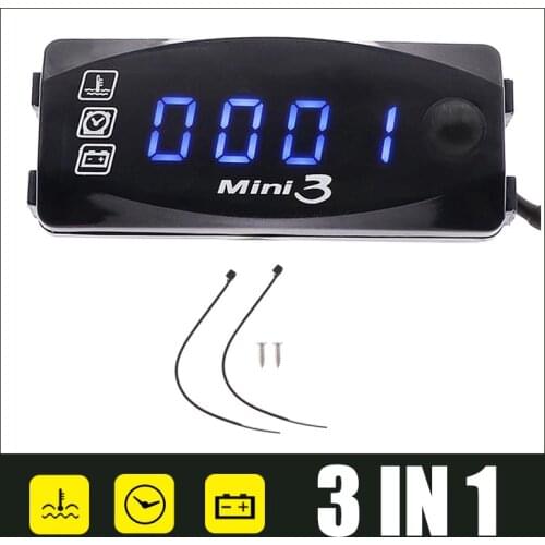 Multifunctional Air Temperature Gauge For Motorcycle 24 Hours Clock Voltage and Voltmeter 3 In 1 Digital Display Meter