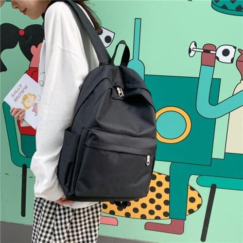 New Casual Backpack Solid Color Fashion Women Backpack Large Capacity Student School Bags For Teenager Girls Shoulder Bags