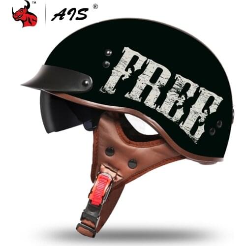 AIS Retro Motorcycle Helmet Casco De Moto Summer Motocross Riding Helmet Men Vintage Scooter Biker Motorbike Half Helmet Safety