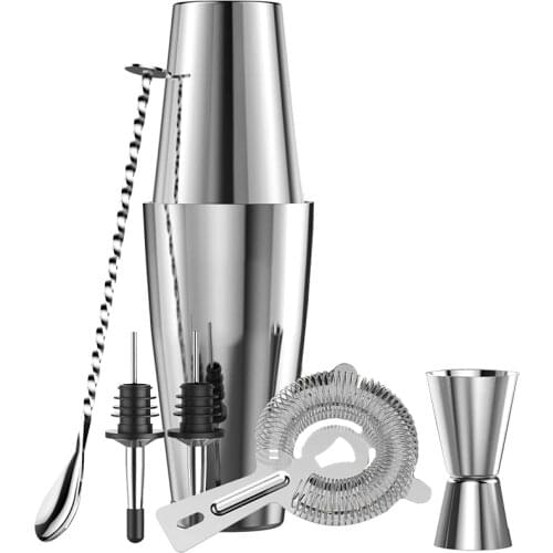 Cocktail Shaker Set, Kollea Cocktail Shaker with Strainer, 6-Piece Stainless Steel Bar Set Bartender Mixer Kits