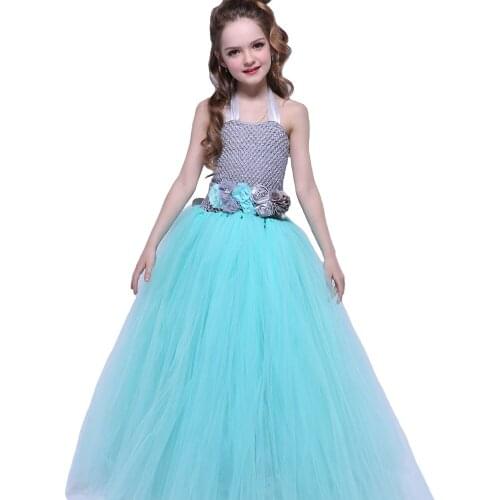 Girl Party Tutu Dress With Floral Sashes For Birthday Boutique Flower Girls Tulle Wedding Fluffy Prom Dress 1-12Y