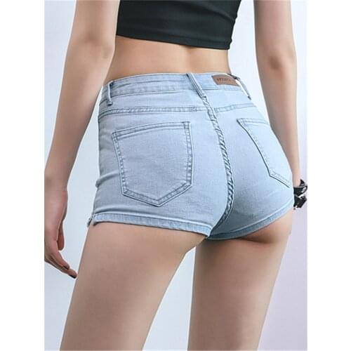 2020 new bag hip tight-fitting hot shorts European and American peach hip sexy high waist denim shorts KZ536
