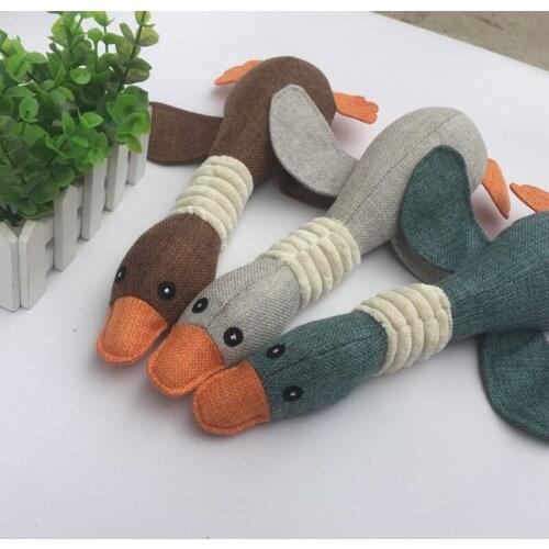 Pet Vocal Teeth Bite-resistant Plush Cat and Dog Toys Linen Geese Cute Wear-resistant Golden Retriever French Fighting Dog