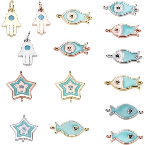 Charms for Jewelry Making Fish Copper Plated Earrings Charms Fashion Cross Pendants DIY Charm Bracelet Charms Wholesale