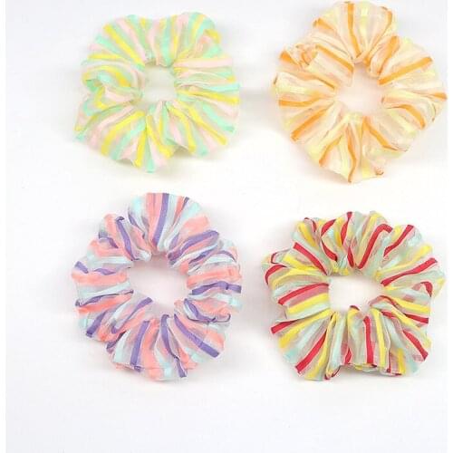 Stripe Fashion Female Hair Ties Colorful Hair Bands For Women Elastic Hair Scrunchie Girls Hair Loop Rubber Bands