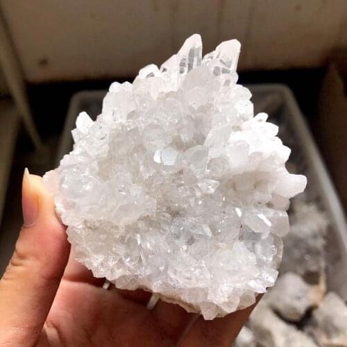 Natural Clear Rock Quartz Crystal Chrysanthemum Cluster White Crystal Point Geode Reiki Healing Home Decor Gift