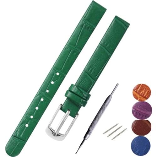 Watchband 8mm 10mm Small Size Replacement Genuine Leather Watch bands For Womens + Spring bar + Tool